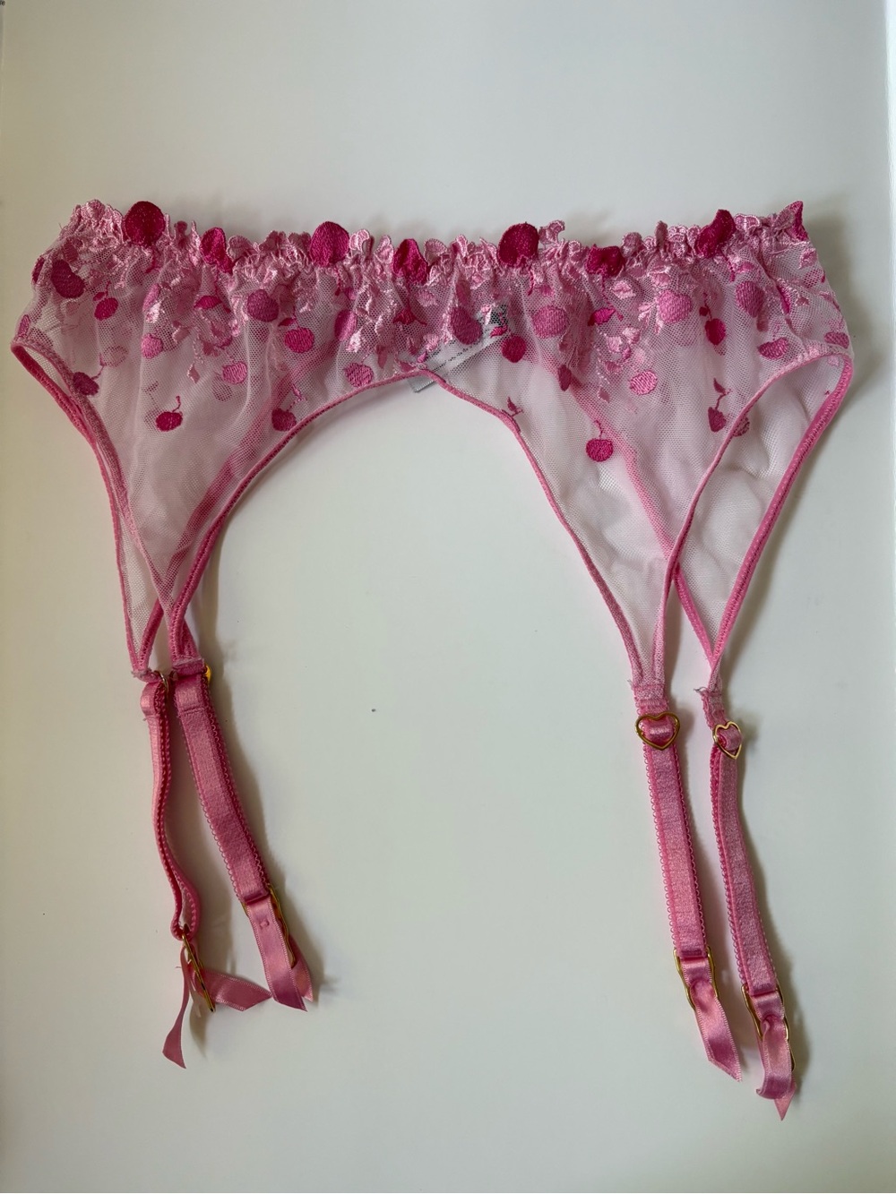 Pink lace garter belt Size M